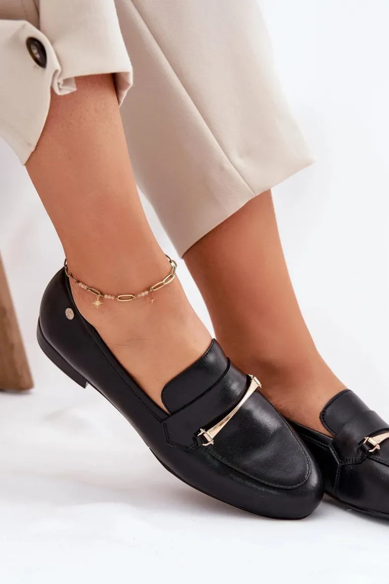 Skórzane Półbuty Mokasyny Damskie Maciejka K6809-01 Czarne