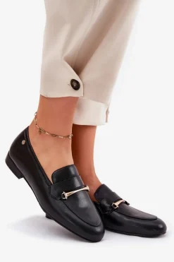 Skórzane Półbuty Mokasyny Damskie Maciejka K6809-01 Czarne