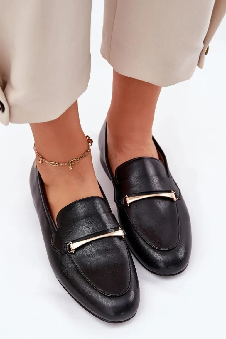 Skórzane Półbuty Mokasyny Damskie Maciejka K6809-01 Czarne
