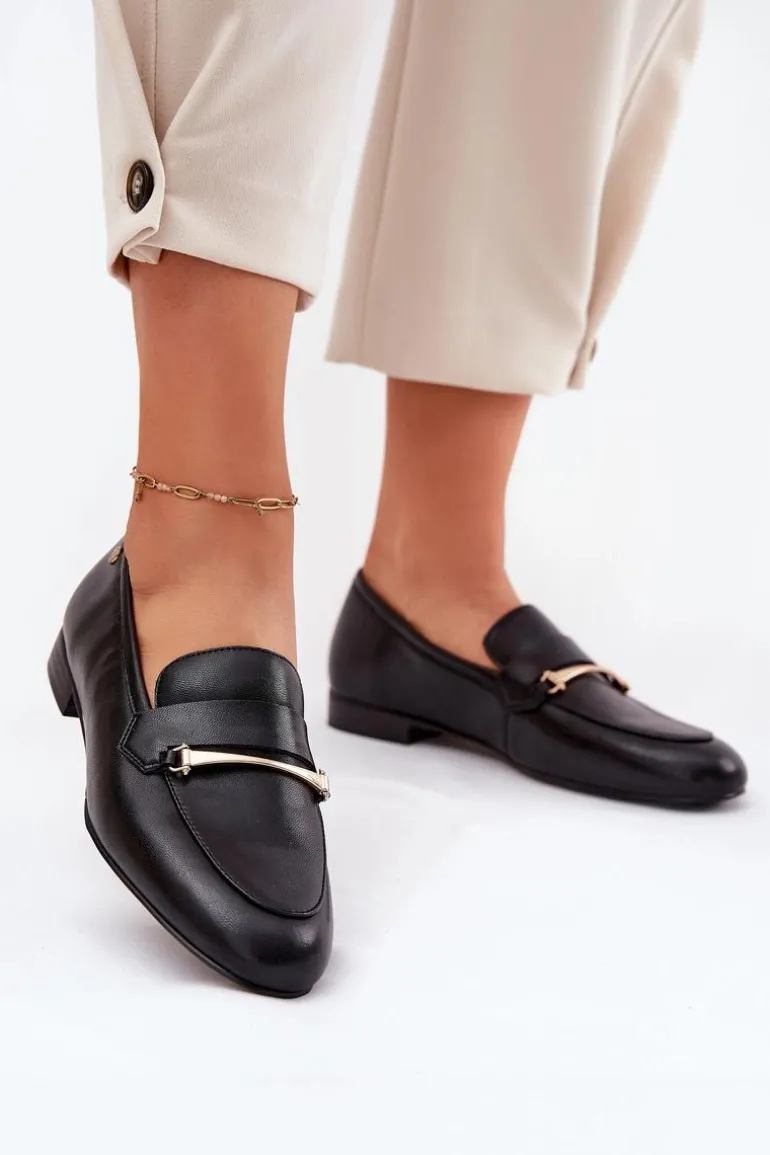 Skórzane Półbuty Mokasyny Damskie Maciejka K6809-01 Czarne