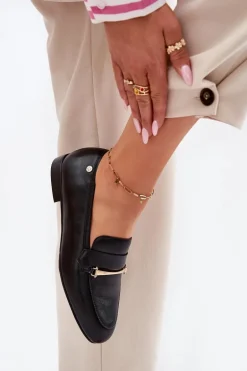 Skórzane Półbuty Mokasyny Damskie Maciejka K6809-01 Czarne