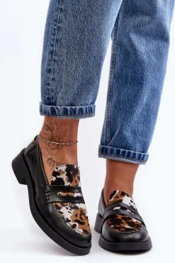 Skórzane Półbuty Mokasyny Damskie Maciejka 06250-01 Czarne