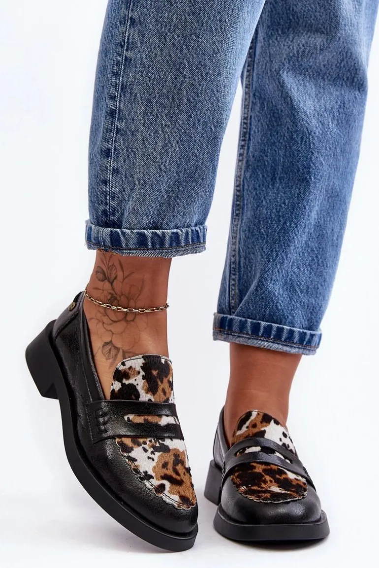 Skórzane Półbuty Mokasyny Damskie Maciejka 06250-01 Czarne