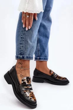 Skórzane Półbuty Mokasyny Damskie Maciejka 06250-01 Czarne