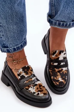 Skórzane Półbuty Mokasyny Damskie Maciejka 06250-01 Czarne