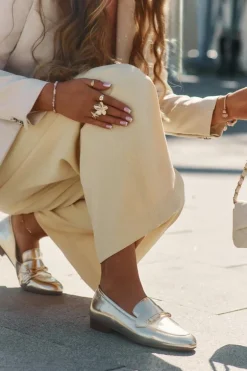 Skórzane Półbuty Mokasyny Damskie Maciejka K6809-25 Złote