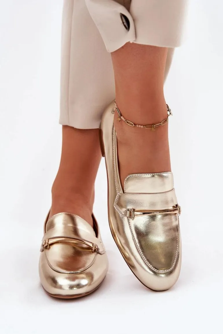 Skórzane Półbuty Mokasyny Damskie Maciejka K6809-25 Złote