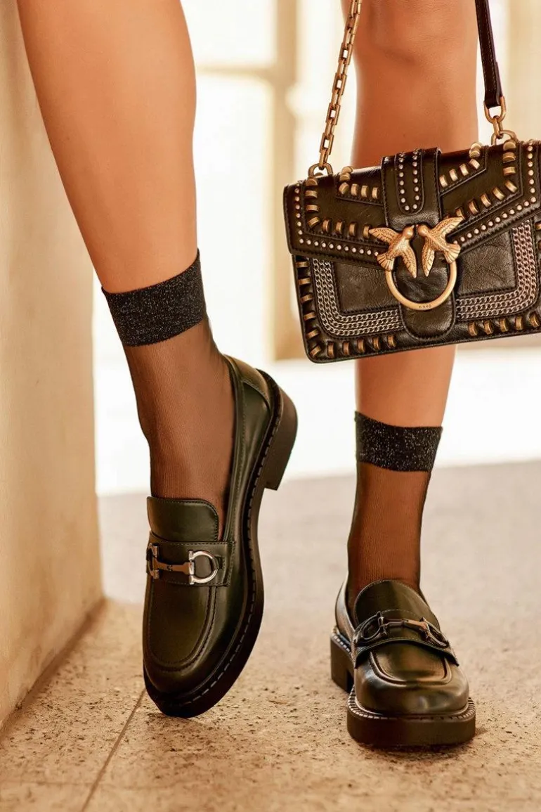 Skórzane Półbuty Mokasyny Damskie Ciemnozielone Beanika