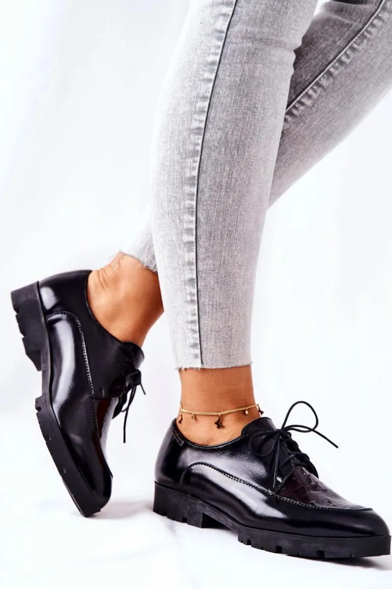 Skórzane Półbuty Monnari M73/1 Czarne