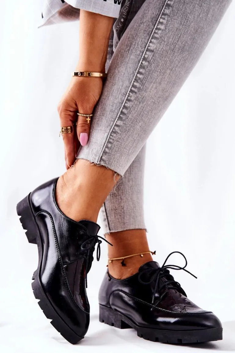 Skórzane Półbuty Monnari M73/1 Czarne