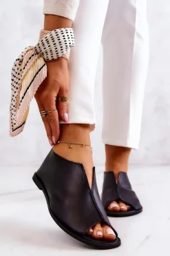 Skórzane Półbuty Na Suwak Nicole 2718/001 Czarne