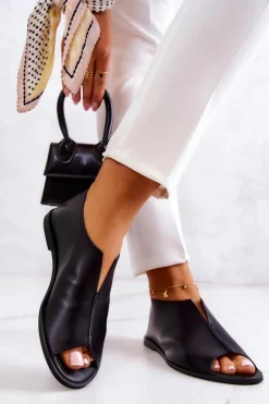 Skórzane Półbuty Na Suwak Nicole 2718/001 Czarne