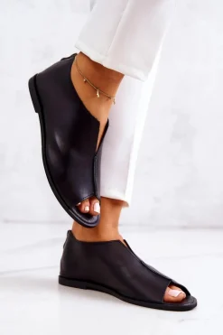 Skórzane Półbuty Na Suwak Nicole 2718/001 Czarne