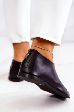 Skórzane Półbuty Na Suwak Nicole 2718/001 Czarne