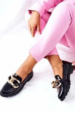 Skórzane Półbuty Nicole Lakierowane Czarne 2665