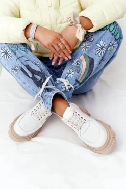 Skórzane Półbuty Oxfordy Lewski Shoes 3011-0 Białe