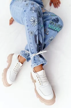 Skórzane Półbuty Oxfordy Lewski Shoes 3011-0 Białe