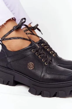 Skórzane Półbuty Oxfordy Lewski Shoes 3011-0 Czarne