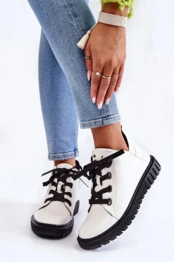 Skórzane Półbuty Sergio Leone PB210 Białe