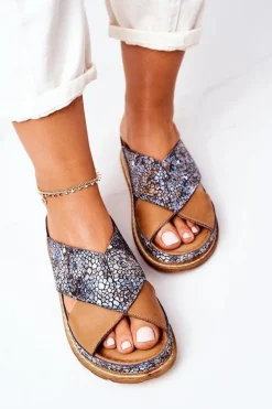 Skórzane Profilowane Klapki Maciejka 04986-02 Brązowe