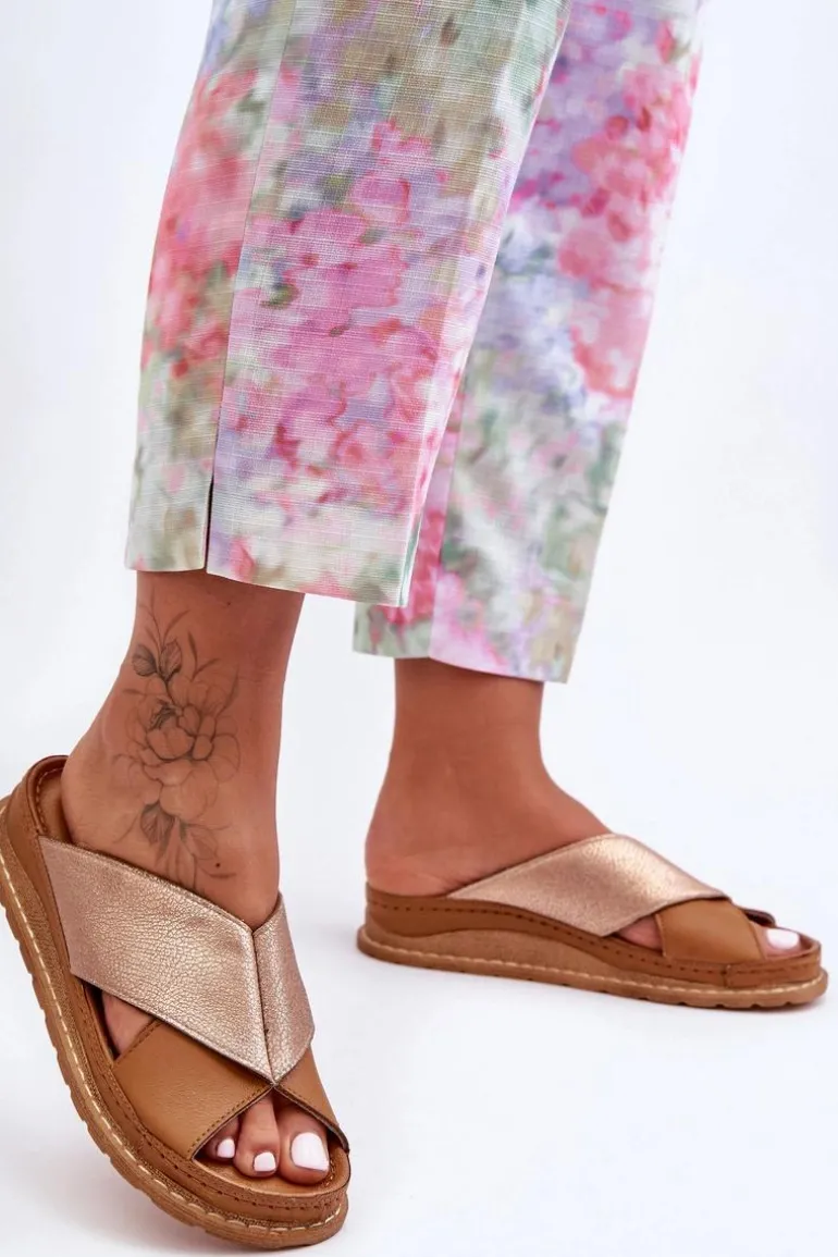 Skórzane Profilowane Klapki Maciejka 04986-29 Brązowe