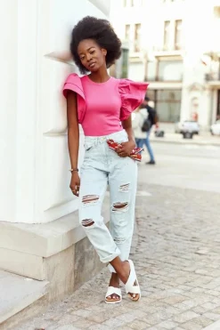 Skórzane Profilowane Klapki Big Star HH274647 Białe