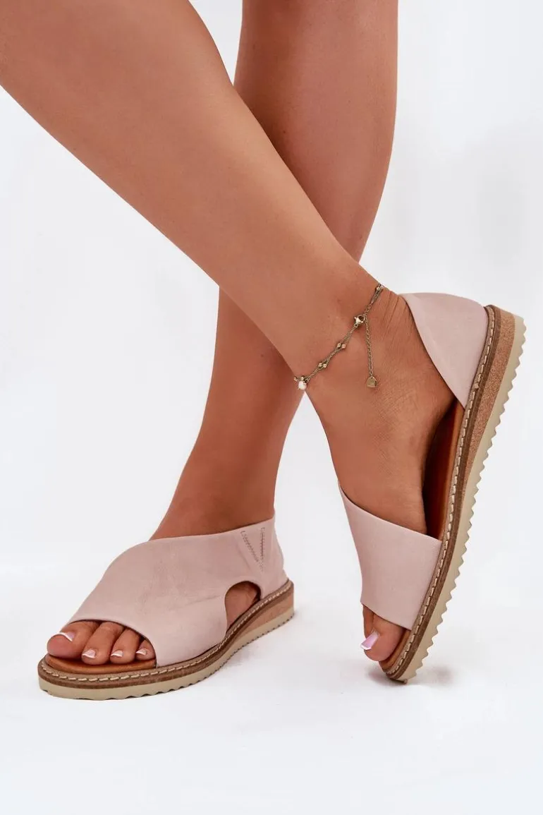 Skórzane Sandały Damskie Artiker 46C1018 Jasnoróżowe