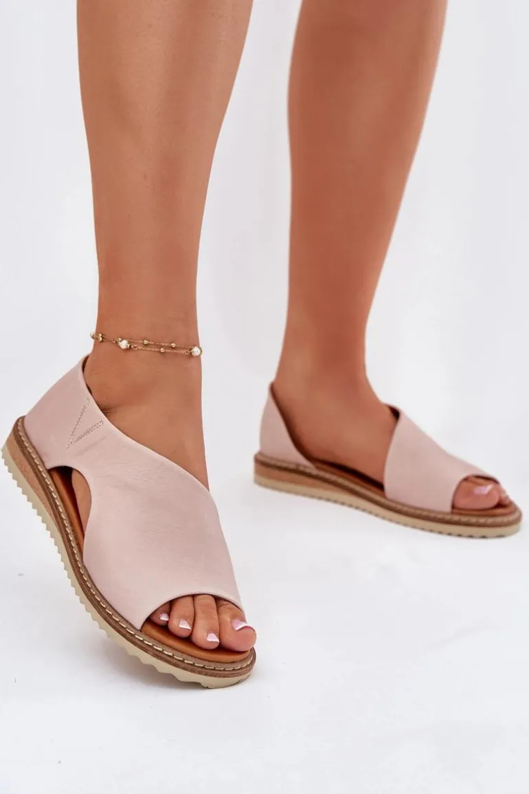 Skórzane Sandały Damskie Artiker 46C1018 Jasnoróżowe