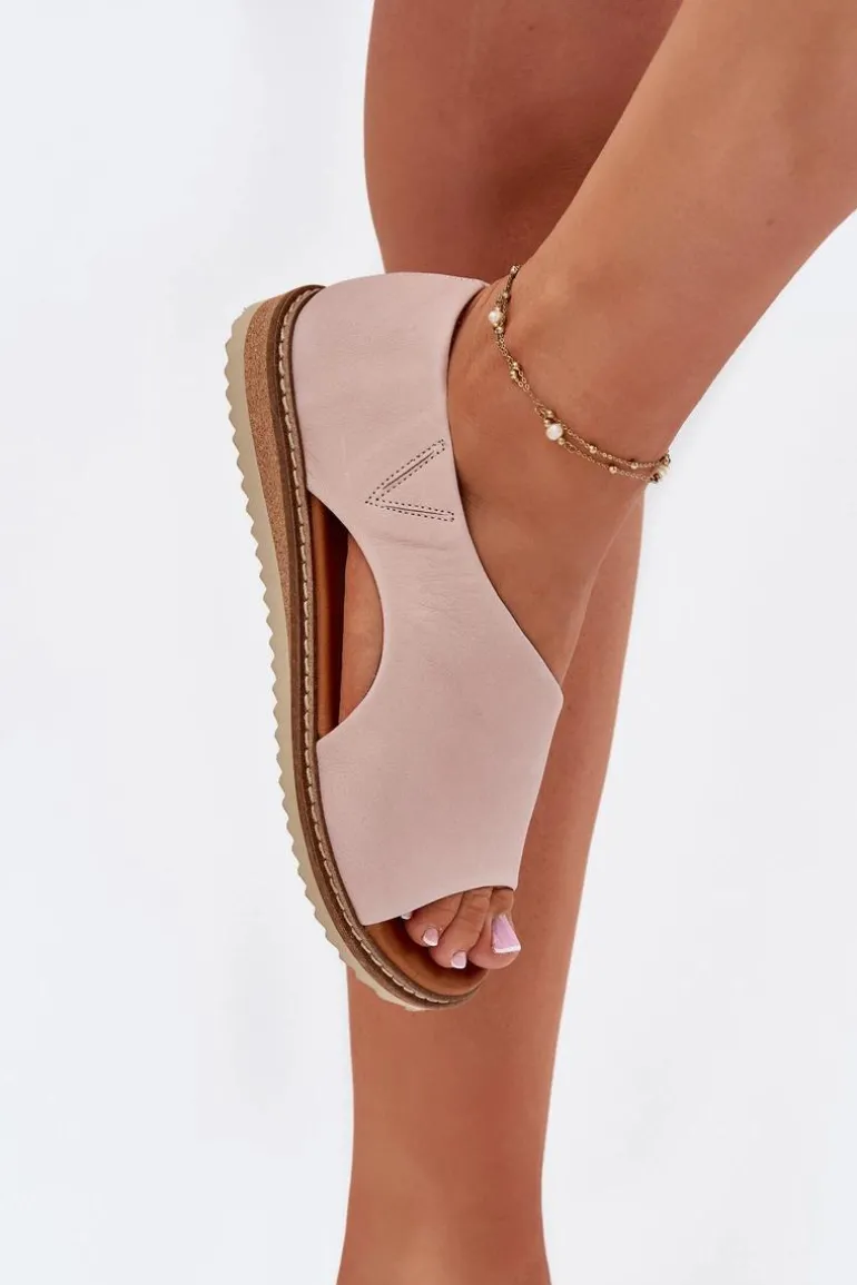 Skórzane Sandały Damskie Artiker 46C1018 Jasnoróżowe