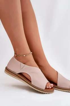 Skórzane Sandały Damskie Artiker 46C1018 Jasnoróżowe