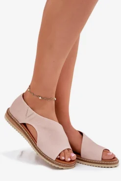 Skórzane Sandały Damskie Artiker 46C1018 Jasnoróżowe