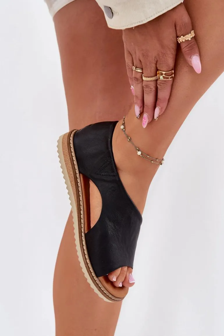 Skórzane Sandały Damskie Artiker 46C1016 Czarne