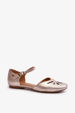 Skórzane Sandały Damskie Maciejka 06641-25 Złote