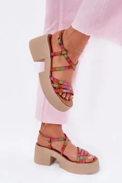 Skórzane Sandały Damskie Maciejka 06990-39 Multikolor