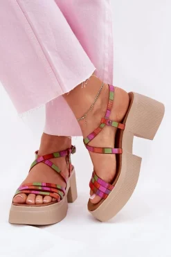 Skórzane Sandały Damskie Maciejka 06990-39 Multikolor