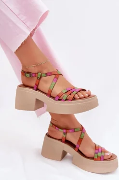 Skórzane Sandały Damskie Maciejka 06990-39 Multikolor
