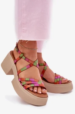 Skórzane Sandały Damskie Maciejka 06990-39 Multikolor