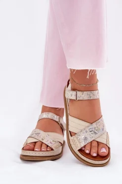 Skórzane Sandały Damskie Na Platformie Maciejka L7064-37 Ecru