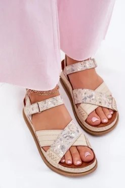 Skórzane Sandały Damskie Na Platformie Maciejka L7064-37 Ecru