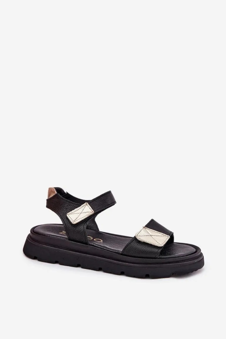 Skórzane Sandały Damskie Na Platformie Zazoo 40443 Czarne