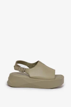 Skórzane Sandały Damskie Na Platformie D&A SJ2301-2 Zielone