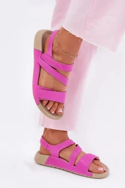 Skórzane Sandały Damskie Zazoo K1004 Fuksja