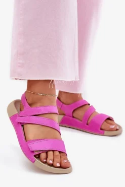 Skórzane Sandały Damskie Zazoo K1004 Fuksja