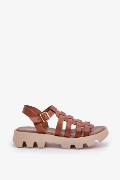 Skórzane Sandały Damskie Zazoo 3695 Camel