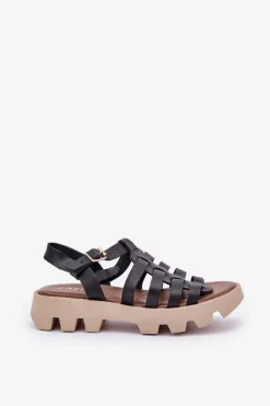 Skórzane Sandały Damskie Zazoo 3695 Czarne