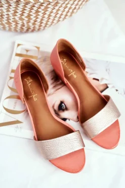 Skórzane Sandały Maciejka 1971-48 Brzoskwiniowe