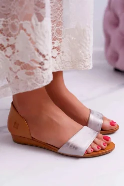 Skórzane Sandały Maciejka 1971-45 Rude