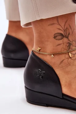 Skórzane Sandały Maciejka 1971-65 Czarne