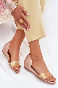 Skórzane Sandały Maciejka 01971-72 Różowe Złoto