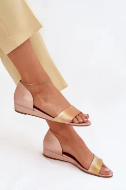 Skórzane Sandały Maciejka 01971-72 Różowe Złoto